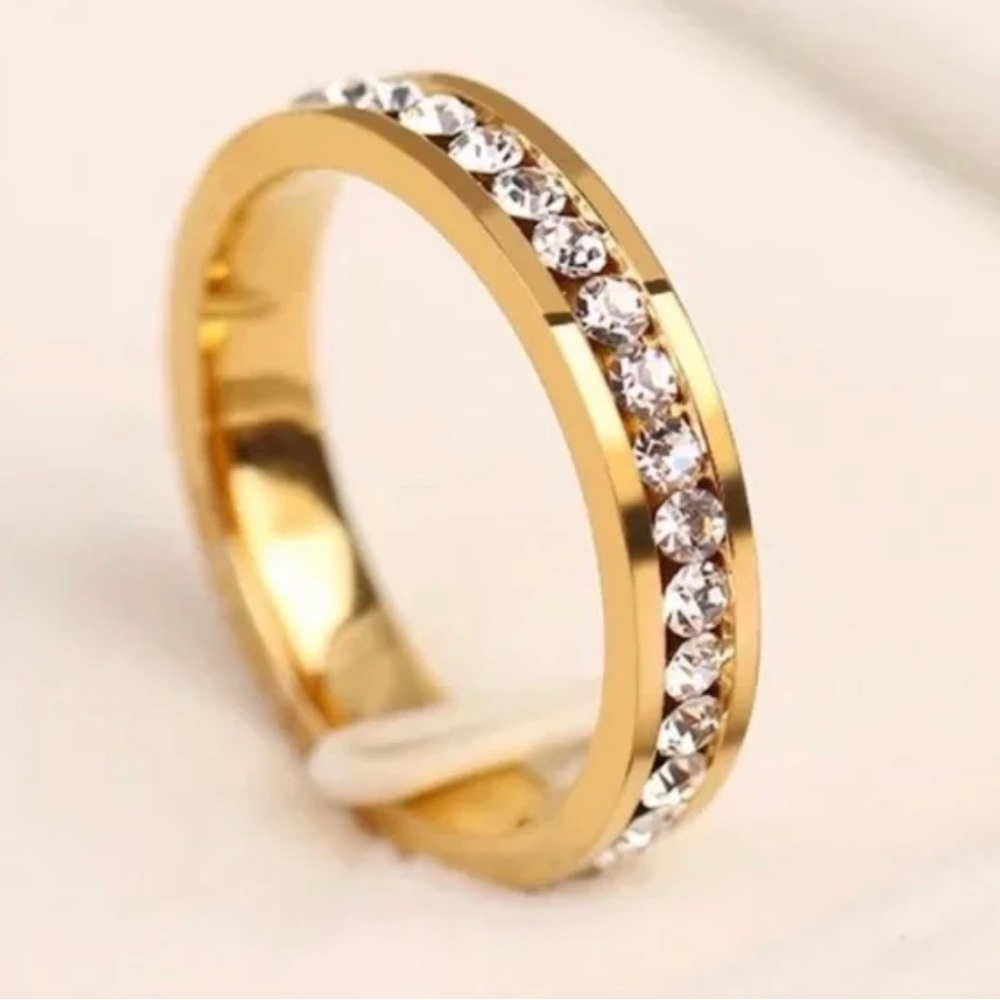 New Gold Over Stainless Steel Zircon Ring